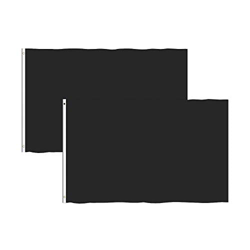 Consummate Solid Black Flag 3x5 Foot Plain Black Flags Banner Polyester with Brass Grommets,2 Pack - color: Black