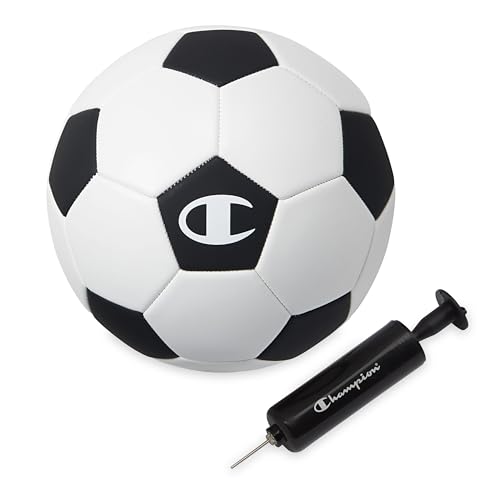 Champion Soccer Ball Youth & Adult – Matte Finish, 32-Panel Design, Enhanced Control, Sizes PVC Cover, Sizes 3,4 and 5 for Indoor & Outdoor Training, Includes 6" Pump - color: Classic White/Black, size: 4
