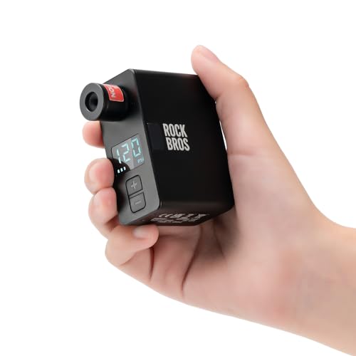 ROCKBROS LED Screen Electric Mini Bike Pump PRO, Max 120 PSI with Gauge, Auto Stop Bicycle Pump Tire Inflator Air Pump for E-Bike, MTB, and Road Bike