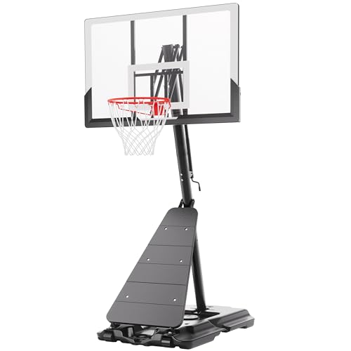 Feelwin Portable Basketball Hoop for Backyard Driveway Games, Adjustable Outdoor Basketball Goal with Stable Base and Shatterproof Backboard for Youth and Adults - size: 48in Backboard