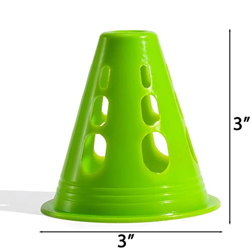 Famgee 3 Inch Plastic Windproof Slalom Cones Inline Roller Skating Cones Pile Cup Roadblocks Traffic Road Cones Set with Holes for Skate Practice Sport Training - color: 5 Colors 20 Pcs Style 2