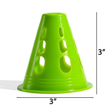 Famgee 3 Inch Plastic Windproof Slalom Cones Inline Roller Skating Cones Pile Cup Roadblocks Traffic Road Cones Set with Holes for Skate Practice Sport Training - color: 5 Colors 20 Pcs Style 2