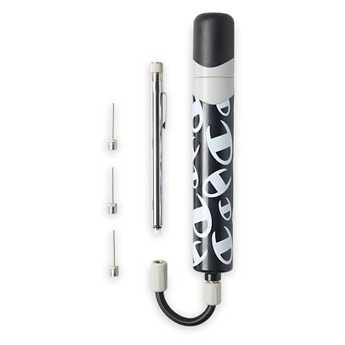 Champion Replacement Ball Pump with Metal Inflation Replacement Needles for Sports Balls with Compact Case, Compatible with Most Pumps for Basketball, Soccer, Football, Volleyball & Yoga Balls - color: Black/White/Tin Oxide, style: Dual Action