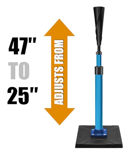 LOMGWAYS Baseball/Softball Batting Tee-Height Adjustable Premium Portable Baseball Tee with Removable Rubber Top and Heavy-Duty Base for All Ages - style: Blue 25"-47"