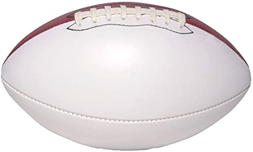 Autograph Blank Full Regulation 12 Inch Football | Official Size 9 | Football Trophy for Signing with Two White Panels - style: Football with Base