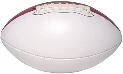 Autograph Blank Full Regulation 12 Inch Football | Official Size 9 | Football Trophy for Signing with Two White Panels - style: Football with Base