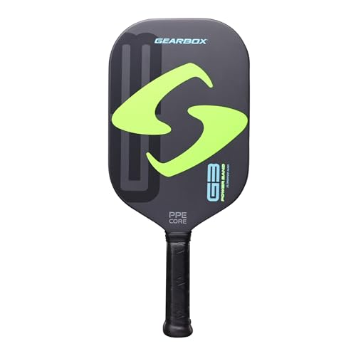 Gearbox G3 Powerband Pickleball Paddle – Elongated Shape, 16mm Core – Carbon Fiber Face, UniFrame Molded Design – Textured Surface for Spin – Lightweight 8 oz – Soft Feel and Controllable Power - color: Black/Green