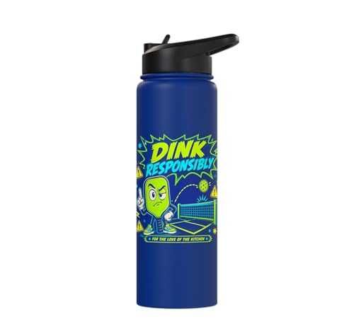 Dink Responsibly Pickleball Kitchen Court Stainless Steel Insulated Water Bottle - color: Royal Blue