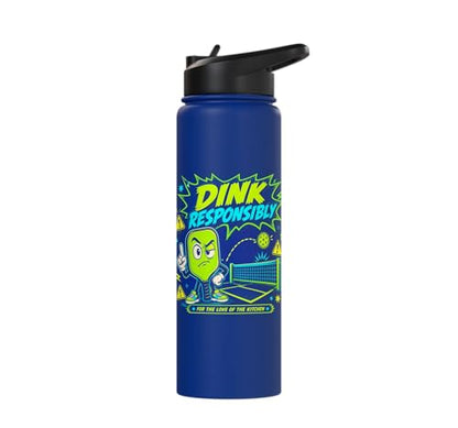 Dink Responsibly Pickleball Kitchen Court Stainless Steel Insulated Water Bottle - color: Royal Blue