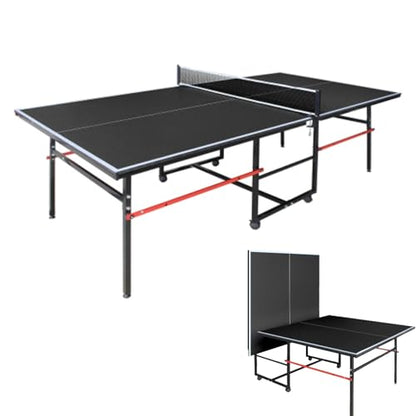96"x48"x30" Foldable Ping Pong Table Set for Game Room, Apartment & Office | All-in-One with Net, 2 Paddles, 3 Balls | Compact Storage & Quick Setup，Black
