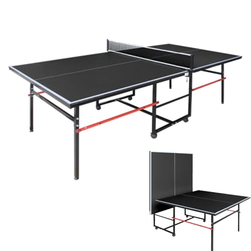 96"x48"x30" Foldable Ping Pong Table Set for Game Room, Apartment & Office | All-in-One with Net, 2 Paddles, 3 Balls | Compact Storage & Quick Setup，Black