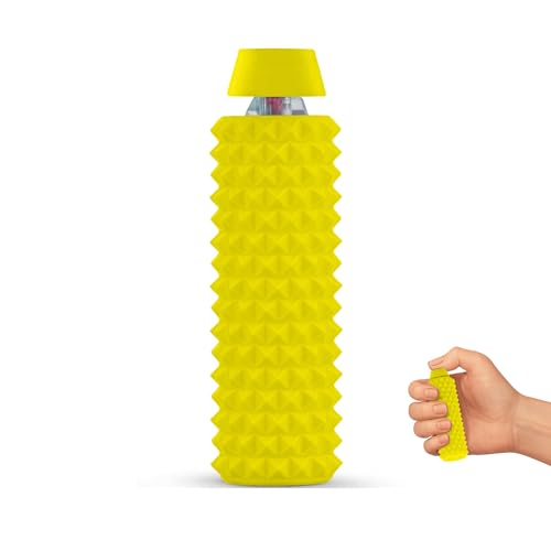 Distractibles Spike Roller Clicker, Tactile Pain Stim Fidget with Clicker Switch, Pain Stimulation Roller with Lanyard (Yellow) - color: Yellow
