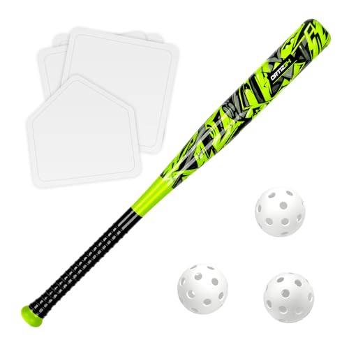 Grand Slam Set- Graffiti Plastic Bat, David Ortiz Backyard Baseball Set with 3 Balls, 4 Throw Down Bases