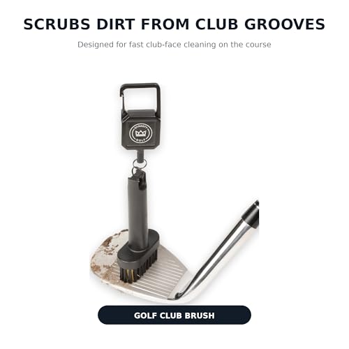 Mini Golf Club Brush, Retractable Golf Brush for On-Course Club Face Cleaning, Compact Clip-On Golf Bag Brush, Portable Golf Club Brush
