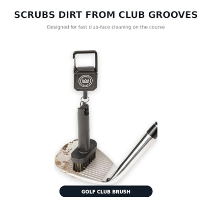 Mini Golf Club Brush, Retractable Golf Brush for On-Course Club Face Cleaning, Compact Clip-On Golf Bag Brush, Portable Golf Club Brush