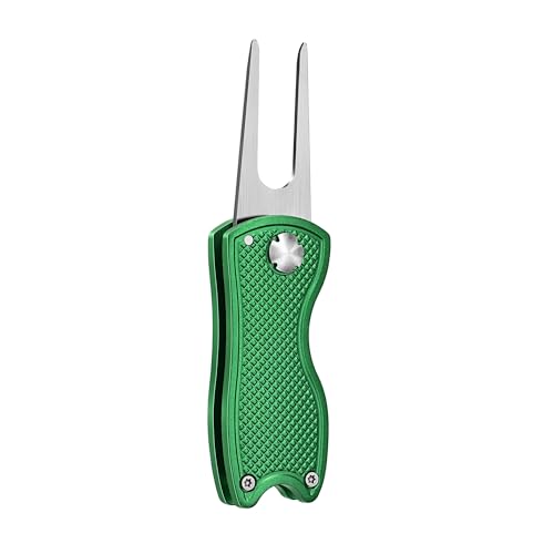 Mile High Life Golf Divot Repair Tool, All Metal Foldable Divot Tool with Pop-up Button & Magnetic Ball Marker, 2-6 Pack - color: 2 Pack (Green/Lime)