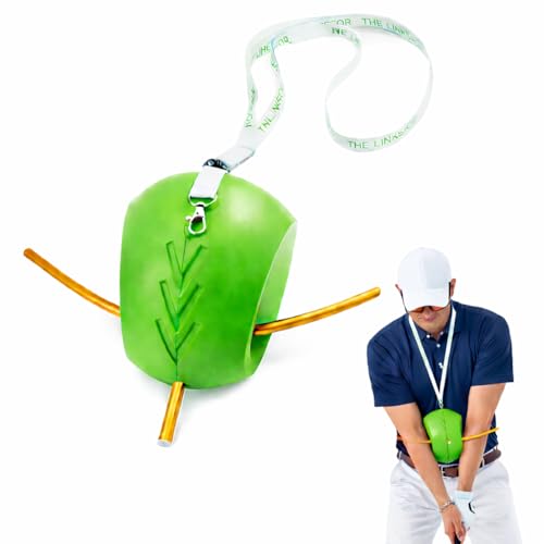 Golf Training Aid with Adjustable Neck Strap, Arm Connection Swing Trainer Ball with Alignment Stick Holes, Improve Swing Tempo, Swing Plane and Consistency, Golf Practice Equipment for Beginners&Pros