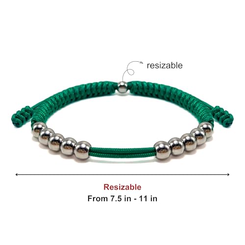 Premium Golf Stainless Steel 10 Bead Score Counter Bracelet, Golf Stroke Count Bracelet, Resizable Easy Adjust Golf Round Scoring Tracker, Durable Stylish Golf Accessory - style: Emerad Green