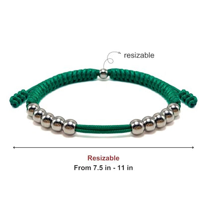 Premium Golf Stainless Steel 10 Bead Score Counter Bracelet, Golf Stroke Count Bracelet, Resizable Easy Adjust Golf Round Scoring Tracker, Durable Stylish Golf Accessory - style: Emerad Green