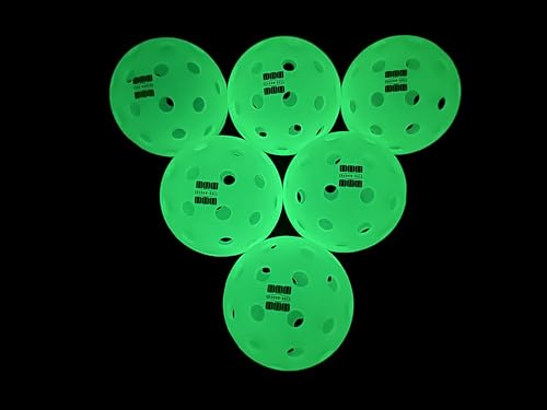 Shadow-Ball Glow in The Dark Outdoor-Pickleballs, Luminescent, 6 Pack Pickleballs, USAPA Standard
