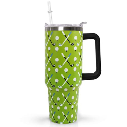 Ceovfoi 40 oz Golf Coffee Mug Cup Vacuum Insulated Travel Tumbler with Handle Lid and Straw,Golf Coach Gifts,Accessories Stuff - color: Golf