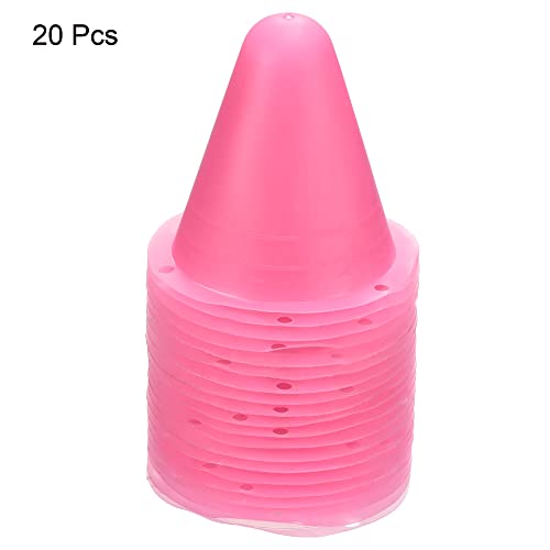 PATIKIL Agility Cones, 20 Pack Sports Cones Training Marker Round Head for Football Roller Skating Outdoor Activity, Pink