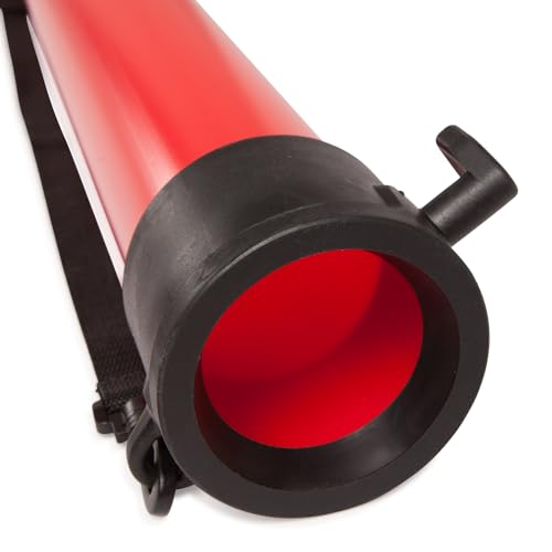 Gamma Sports Tennis Ball Tube Pickup – 18-Ball Capacity with Carry Strap and Durable Rubber End Caps with Fence Clips – Quick Court Cleanup Tool for Players, Coaches & Instructors - color: Red