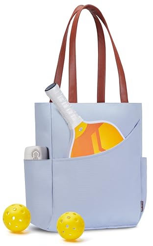Pickleball Bag for Women Stylish Nylon Tote Fits 2 Paddle, Ball, Gear, Utility Shoulder Handbag for Sports - color: Blue
