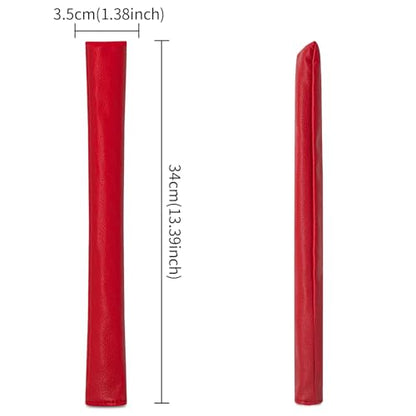 Golf Alignment Stick Cover Premium Leather Perfect Cover for Alignment Sticks Classic Blank Direction Rod Design Alignment Sticks Holder Golf Club Protector Holds 2 Sticks. - color: Red