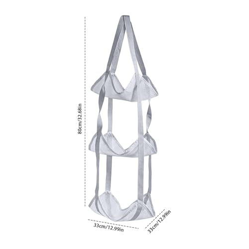 Basketball Holder Bag, Space-Saving Design, 83x33x33cm, 3 Tier Over The Door Ball Holder Bag, Soccer Equipment Organizer Bags, Quick Access Design, for Volleyball Football Gym - color: Gray