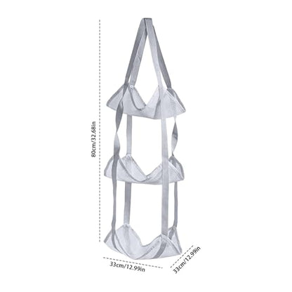 Basketball Holder Bag, Space-Saving Design, 83x33x33cm, 3 Tier Over The Door Ball Holder Bag, Soccer Equipment Organizer Bags, Quick Access Design, for Volleyball Football Gym - color: Gray