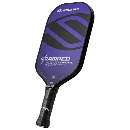 Selkirk Sport Amped Control Pickleball Paddle | Precision & Control Fiberglass Pickleball Paddles | 16mm X5 Core | Made in USA - color: Purple | Midweight, size: Invikta (Elongated Shape)