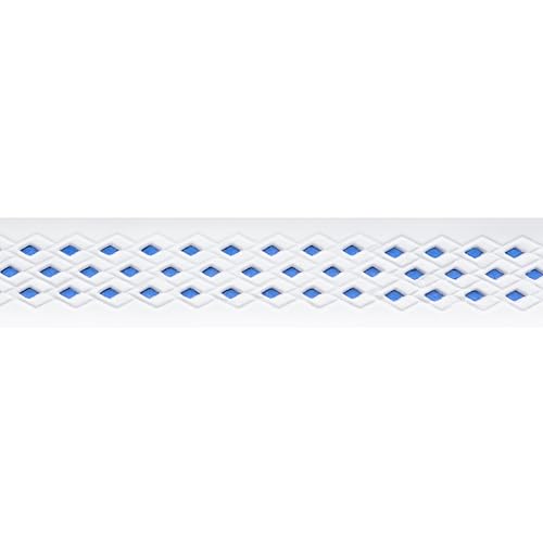 No-Sweat Diamond Grip for Pickleball Paddles, Tennis, Racquetball - color: White w/ Blue Underlay, size: 1-Pack