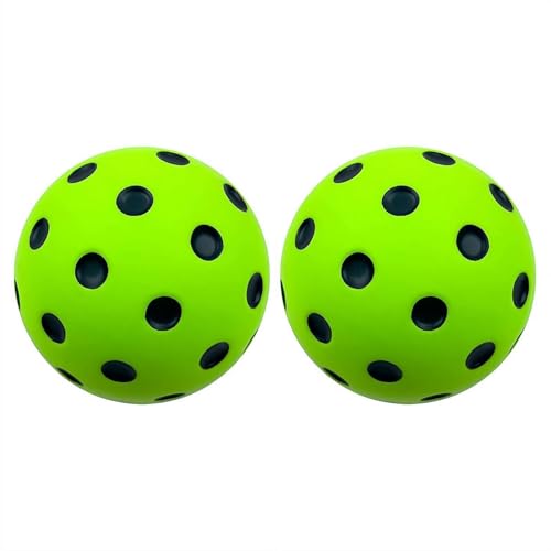 2 Pack Quiet Pickleball Balls, PU Foam Practice Balls for Indoor Outdoor Use, Noise Reducing High Elasticity Trainin Ball is A Soft Pickleballs Set for Beginners Seniors - color: Green