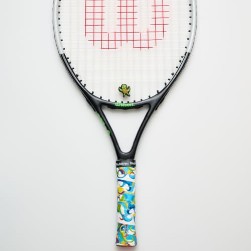 Racket Pets Kids Tennis Racket Dampener & Matching Overgrip Tape, Performance Shock Absorbing Dampener for Tennis Racket & Fun Animal Print Tennis Wrap Grip Tape - style: Sea Turtle