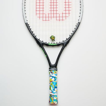 Racket Pets Kids Tennis Racket Dampener & Matching Overgrip Tape, Performance Shock Absorbing Dampener for Tennis Racket & Fun Animal Print Tennis Wrap Grip Tape - style: Sea Turtle
