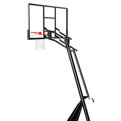 Spalding Ultimate Hybrid Portable Basketball Hoop | Adjustable Height from 7.5' to 10' in Infinite Increments | Arena Slam Breakaway Rim - color: 60" - Acrylic Backboard - Black