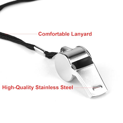 Fya Sports Whistle with Lanyard, Very Loud Stainless Steel Whistle, Ideal for Coaches, Referees, Personal Defense, and Recreation - color: Silver B