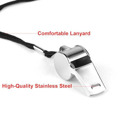 Fya Sports Whistle with Lanyard, Very Loud Stainless Steel Whistle, Ideal for Coaches, Referees, Personal Defense, and Recreation - color: Silver B