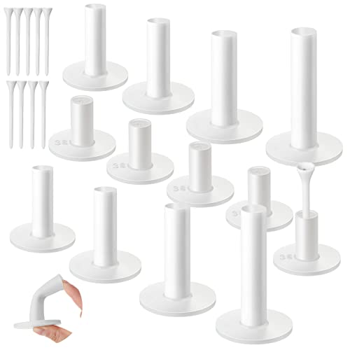 Sosation 23 Pieces Rubber Golf Tees Set Tees Holders for Driving Range Mats Value Rubber Ball Seat for Golf Hitting Mats and Indoor Outdoor Training Mixed Size 1.5 2.3 2.7 3.1 3.5 Inch - color: White