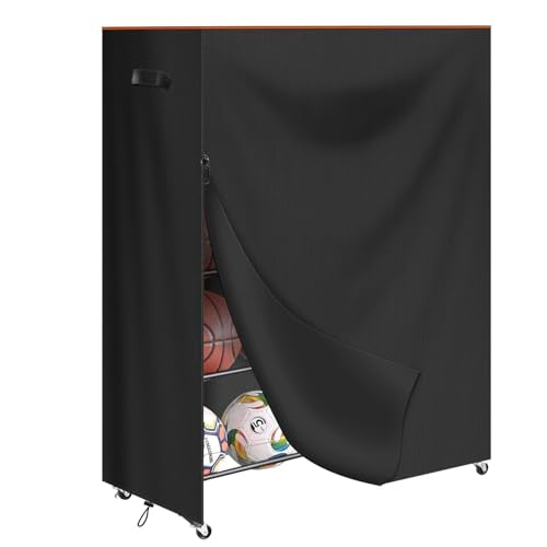 Basketball Rack Cover,Waterproof 420D Oxford Protective Outdoor Indoor Sports Rolling Basketball Shooting Training Stand Dust Cover 46"L x 16"W x 42"H (Only Cover)