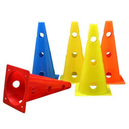 BESPORTBLE 5pcs Plastic Agility Cones Soccer Cones Training Agility Field Marker Cones Colored Marker Cones with Hole for Training, Football Basketball Drills, Activity