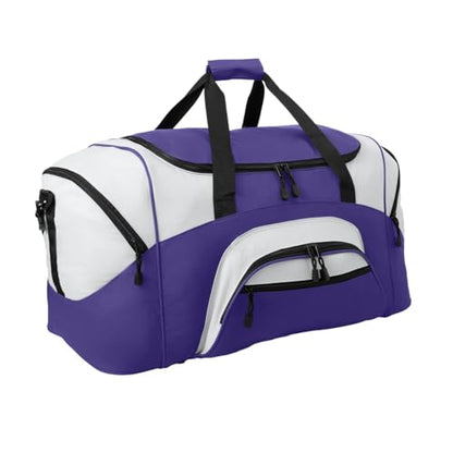 Personalized Large Duffel Bag, Football, Soccer, Basketball, Baseball Duffle Bag, Athlete Gift, Sport Bag, Embroidered Name, Purple/Grey - color: Purple/Grey