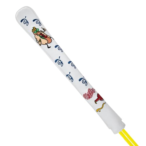 Golf Alignment Stick Cover Hot Dog Design Premium Leather Golf Cover for Alignment Stick Holds 2 Sticks, White