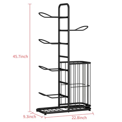 Multi-Function Sports Equipment Storage Racks - Adjustable and Durable Solutions for Organizing Balls, Toys, and Gear Indoors, in Garages, or Outdoors (5-tier-black-with Basket) - style: 5-tier-black-with Basket
