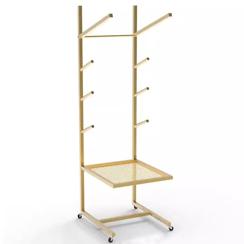 Home Gym Fitness Equipment Storage Cart, Freestanding Rolling Foam Roller/Fitness Mats/Yoga Ball Organizer Holder, for School/Garage/Basement, Large Metal Display Stand ( Color : Gold , Size : 50x45x1 - color: Gold