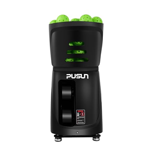 Smart Pro Pickleball Machine with App & Remote Control, Internal Oscillation, 28 Landing Points, 10 Training Modes, 12-75 MPH, 85+ Ball Capacity, 4-6H Battery - color: Black