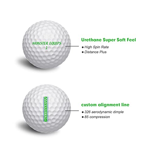 Golf Premium Golf Balls for Maximum Distance and Straighter Shots Custom Alignment Golf Ball Marker 1 Dozen (12-Balls) (3-Piece Tour Ball)