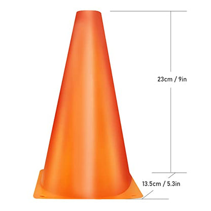 Cones Sports 9 Inch, 15 Pack Training Cones for Soccer Practice, Agility Field Cone Set for Drills Football Basketball, Plastic Cones for Outdoor Indoor Games