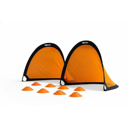 4ft Pop-Up Portable Soccer Goals - Set of 2 Training Goals for Kids & Adults with Carrying Case, 8 Agility Cones - Lightweight, Quick-Setup Practice Net for Backyard Park
